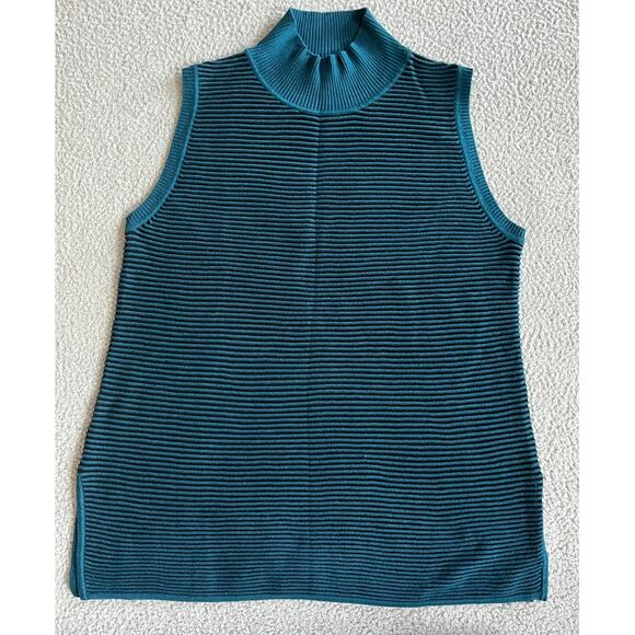 Wynne Layers Tank Top Sweater Large Sleeveless High Neck Striped Blue Black - Picture 1 of 11